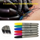 6 Colors Tattoo Pen Waterproof Plastic Tattoo Transfer Skin Marker Colorful Permanent Pen Makeup Tattoo Accessories