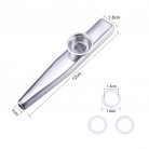 Kazoo Flute With 3 Pcs Kazoo Flute Diaphragms, Silver Metal Aluminum Alloy Kazoo Flute Musical Instruments, Good Companion for Guitar, Ukulele and Violin