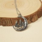 Stainless Steel Titanium Steel Moon And Trees Necklace Pendant