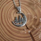 Stainless Steel Titanium Steel Moon And Trees Necklace Pendant