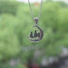 Stainless Steel Titanium Steel Moon And Trees Necklace Pendant