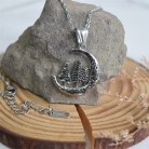 Stainless Steel Titanium Steel Moon And Trees Necklace Pendant