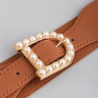 New Retro Fashion Women's Perforation-free Belt Pearl Needle Buckle Elastic Elastic Belt