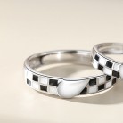 Black And White Checkerboard Couple Ring