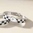 Black And White Checkerboard Couple Ring