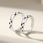 Black And White Checkerboard Couple Ring