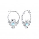 Moonstone Owl Hoop Earrings 925 Sterling Silver Owl Huggie Hoop Earrings Moonstone Jewelry Gifts for Women Girls Birthday Christmas