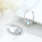 Moonstone Owl Hoop Earrings 925 Sterling Silver Owl Huggie Hoop Earrings Moonstone Jewelry Gifts for Women Girls Birthday Christmas