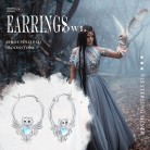 Moonstone Owl Hoop Earrings 925 Sterling Silver Owl Huggie Hoop Earrings Moonstone Jewelry Gifts for Women Girls Birthday Christmas