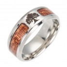 Asgard Crafted Handcrafted Stainless Steel Celtic Tree Of Life And Wood Inset Wedding Ring