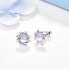 Moonstone Earrings 925 Sterling Silver Pink Cat's Eye Stud Earrings Rainbow Moonstone Earrings Sun Stud Earrings Jewellery For Women 