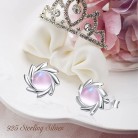 Moonstone Earrings 925 Sterling Silver Pink Cat's Eye Stud Earrings Rainbow Moonstone Earrings Sun Stud Earrings Jewellery For Women 