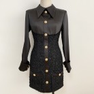 Women's Fashion Woolen Patchwork Dress