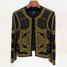 Heavy Metal Sheet Beaded Tweed Round Neck Jacket