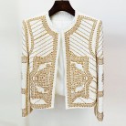 Heavy Metal Sheet Beaded Tweed Round Neck Jacket