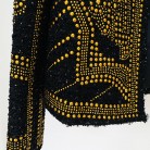 Heavy Metal Sheet Beaded Tweed Round Neck Jacket