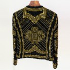 Heavy Metal Sheet Beaded Tweed Round Neck Jacket