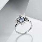 Lotus Flower Ring Sterling Silver Moonstone Jewelry for Women