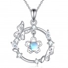 Moonstone Necklace Sterling Silver Butterfly Jewelry for Women