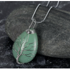 Celtic Tree Of Life Pendant & Chain On Teardrop Semi-Precious Stone