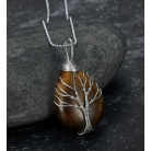 Celtic Tree Of Life Pendant & Chain On Teardrop Semi-Precious Stone