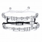 Stainless Steel Morse Code Couple's Woven Bracelet