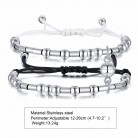 Stainless Steel Morse Code Couple's Woven Bracelet