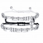 Stainless Steel Morse Code Couple's Woven Bracelet