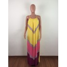 Sexy Four-sided Stretch Digital Printing Loose Strap Multi-color Dress