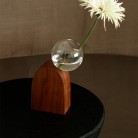 Geometric Semicircular Vase With Wooden Base