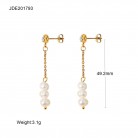 Women's Fashionable Stainless Steel Pearl Earrings