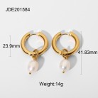 Women's Fashionable Stainless Steel Pearl Earrings