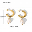 Women's Fashionable Stainless Steel Pearl Earrings