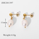 Women's Fashionable Stainless Steel Pearl Earrings