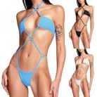 Women's New Solid Color Cut-out One-piece Swimsuit