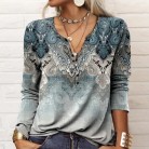 Women's Long Sleeve Printed Ethnic Fashion T-shirt