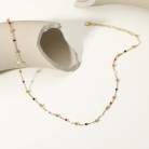 Women's Fashionable Simple Red, White And Black Coloured Oil Drip Round Bead Chain Necklace