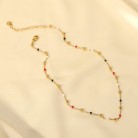 Women's Fashionable Simple Red, White And Black Coloured Oil Drip Round Bead Chain Necklace