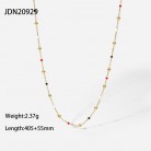 Women's Fashionable Simple Red, White And Black Coloured Oil Drip Round Bead Chain Necklace