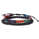 Men's Lava Volcanic Rock Bohemian Woven Bracelet Combination