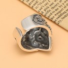 Vintage Crown Lion King Sterling Silver Cross Male Lion Head Ring