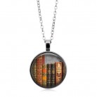 Vintage Book Time Gem Pendant Necklace