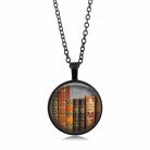 Vintage Book Time Gem Pendant Necklace