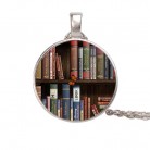 Vintage Book Time Gem Pendant Necklace