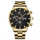 Fashion Men's Calendar Student Casual Luminous Stainless Steel Quartz Wrist Watch