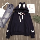 Women's Autumn And Winter Embroidered Cute Rabbit Ear Pocket Hoodie