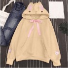 Women's Autumn And Winter Embroidered Cute Rabbit Ear Pocket Hoodie