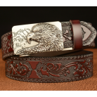 Self-buckled Men's Belt Leather Personalized Carved Casual Jeans