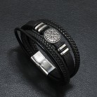 Men's Multi-layer Woven Compass Leather Bracelet