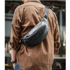 Men's Plant-tanned Cow Leather Cross-body Mobile Phone Bag